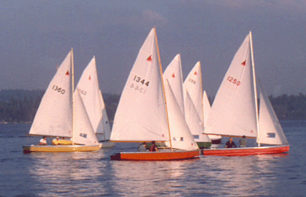 Race start, calm, Lake Washington